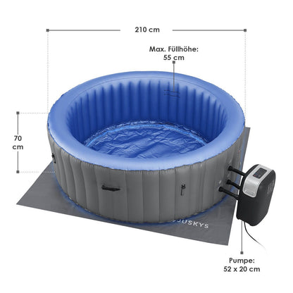 Aufblasbarer Whirlpool Palmira für bis zu 6 Personen - Grau mit LED