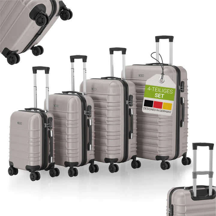 Set valigie rigide Roma - Champagne Set da 4 pezzi con scocca rigida in ABS antiurto e ruote a 360°