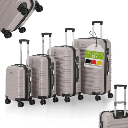 Set valigie rigide Roma - Champagne Set da 4 pezzi con scocca rigida in ABS antiurto e ruote a 360°
