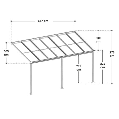Tetto terrazza tetto terrazza Borneo 5,5x3 m grigio