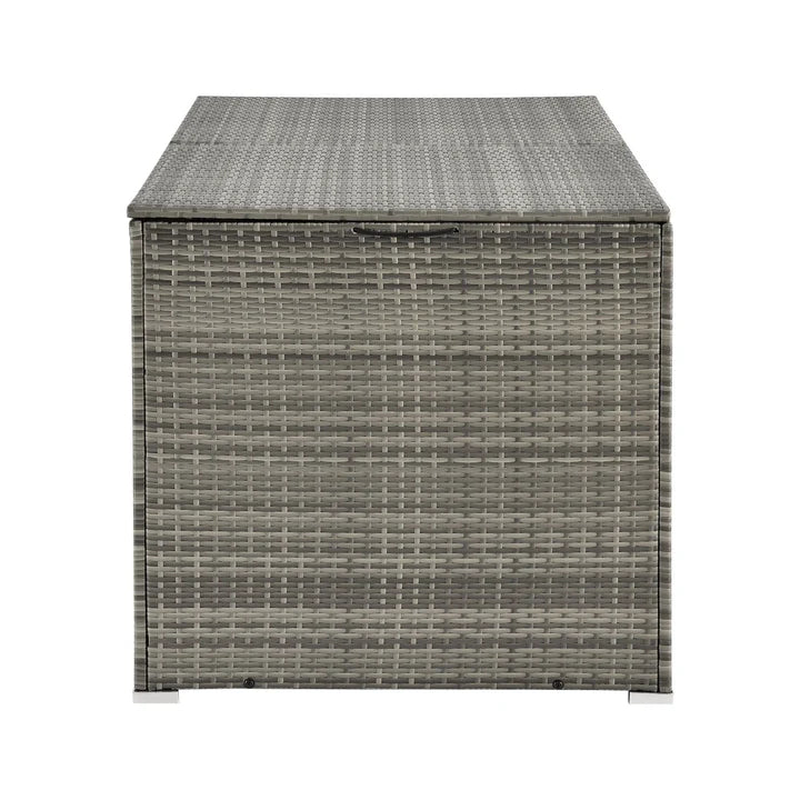 Boîte de rangement en polyrotin Ikaria gris avec couvercle 950 litres