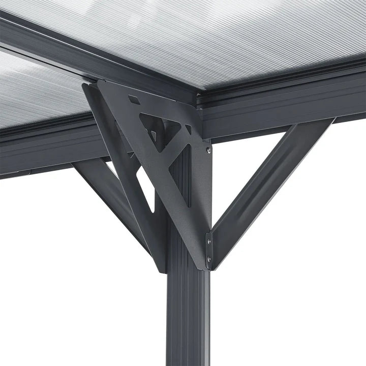 Abri de voiture à toit plat 5 x 3 m en gris foncé