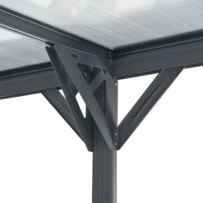 Abri de voiture à toit plat 5 x 3 m en gris foncé