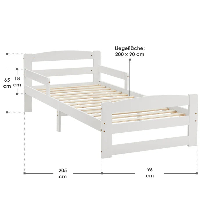 Letto per ragazzi 90 x 200 cm letto in legno Arona con rete a doghe bianco