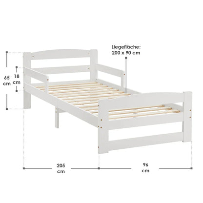Letto per ragazzi 90 x 200 cm letto in legno Arona con rete a doghe bianco