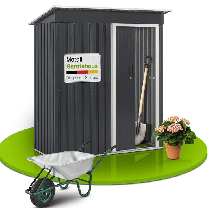 Geräteschuppen S anthrazit Gerätehaus aus Metall mit Pultdach