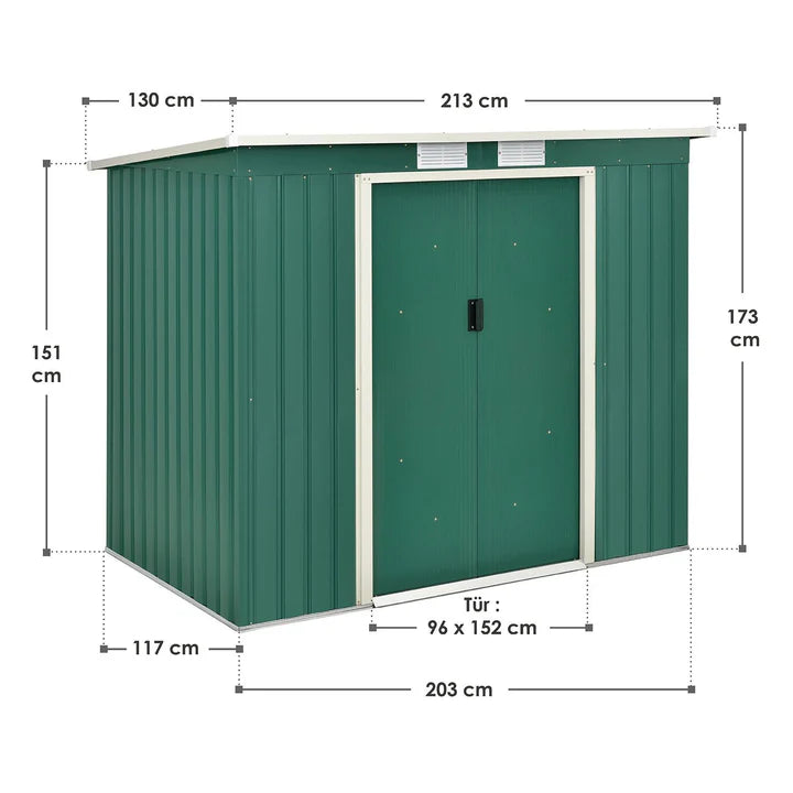 Abri à outils en métal Abri à outils M avec toit en appentis en vert foncé