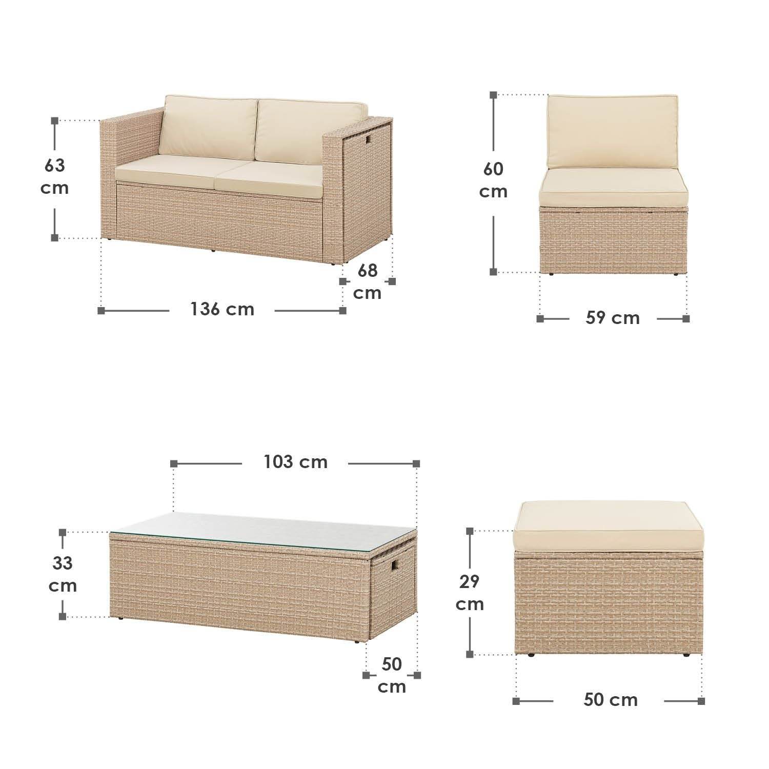 Gartenmöbel Polyrattan Lounge Salou inkl. Polster Creme - Palo24