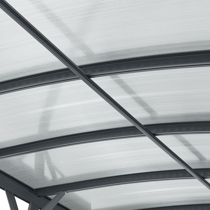 Abri de voiture avec toit voûté, place de parking 5 x 3 m en gris foncé