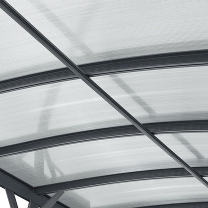 Abri de voiture avec toit voûté, place de parking 5 x 3 m en gris foncé