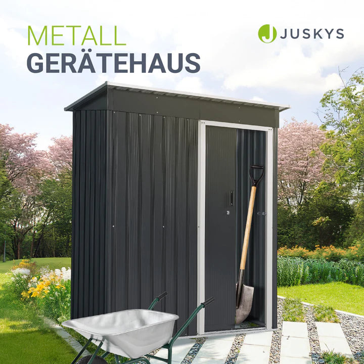 Geräteschuppen S anthrazit Gerätehaus aus Metall mit Pultdach