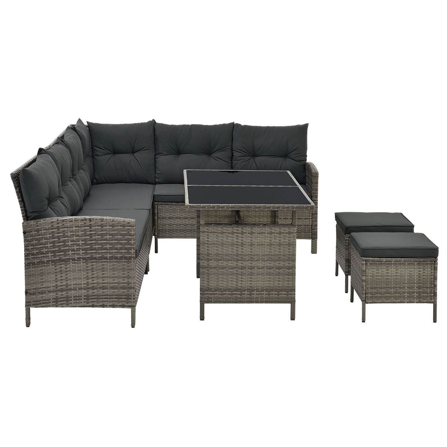 Polyrattan Lounge Manacor Gartenmöbel-Set Grau-meliert/Grau - Palo24