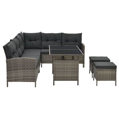 Polyrattan Lounge Manacor Gartenmöbel-Set Grau-meliert/Grau - Palo24