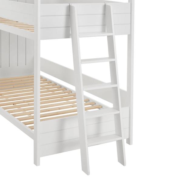 Lit mezzanine enfant maison de rêve 90 x 200 cm Lit enfant moderne avec toit, 2 lits et échelle