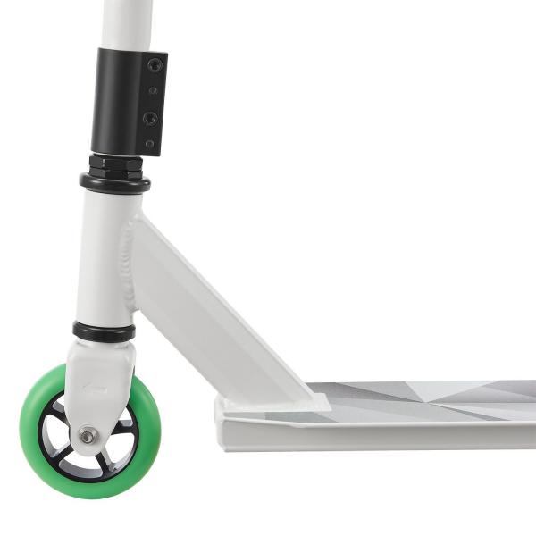 Monopattino Stunt Scooter Futuristico Bianco Verde Monopattino Stunt con Sterzo a 360°