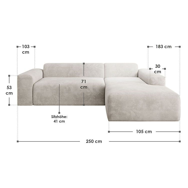 Ecksofa Vals aus Stoff Beige