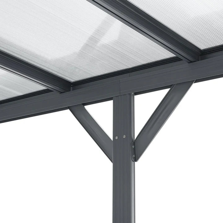 Abri de voiture avec toit voûté, place de parking 5 x 3 m en gris foncé