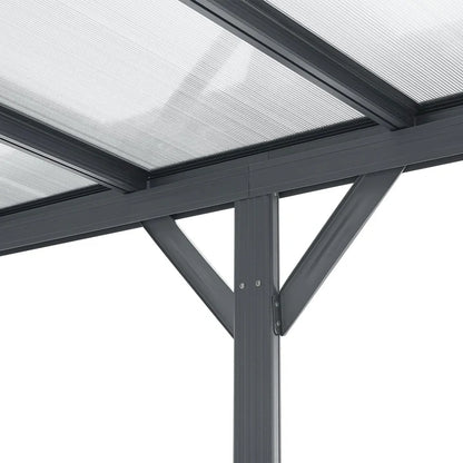 Abri de voiture avec toit voûté, place de parking 5 x 3 m en gris foncé