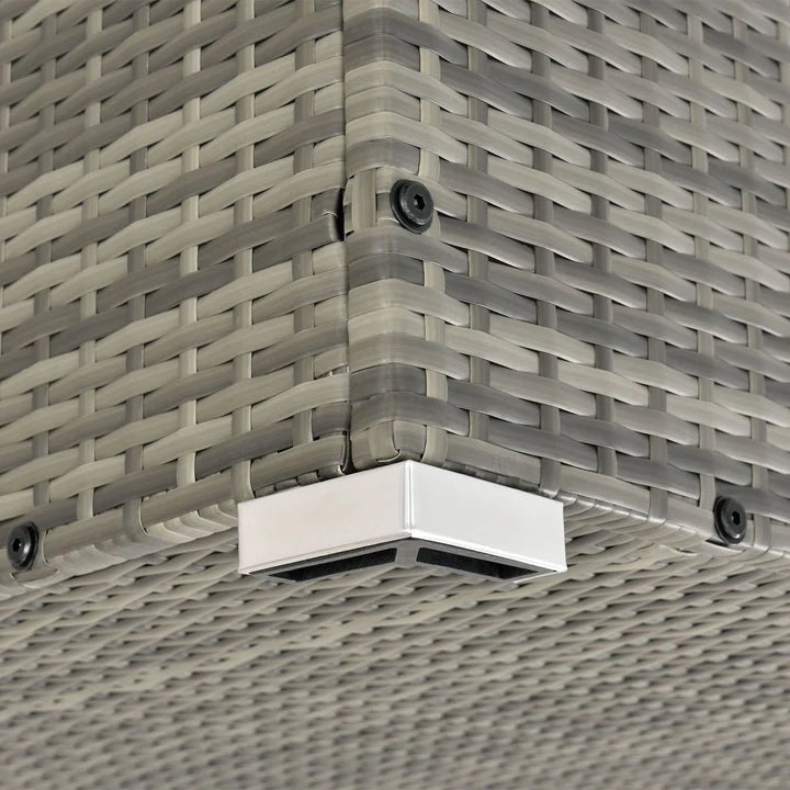 Boîte de rangement en polyrotin Ikaria gris avec couvercle 950 litres