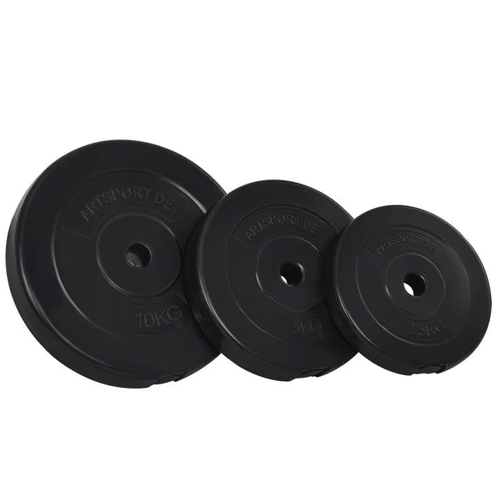 Ensemble d'haltères 3 en 1 (haltère, haltère long et haltère curl) avec un total de plaques de poids de 60 kg