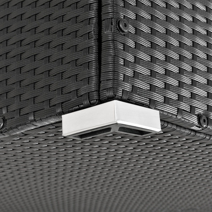 Boîte de rangement en polyrotin Ikaria noir avec couvercle 950 litres