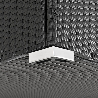 Boîte de rangement en polyrotin Ikaria noir avec couvercle 950 litres