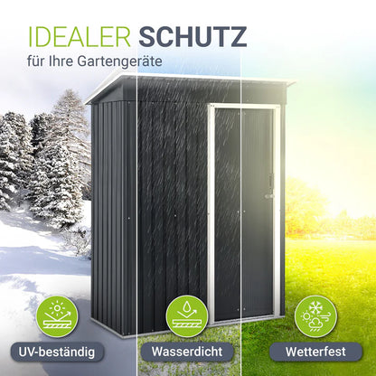 Geräteschuppen S anthrazit Gerätehaus aus Metall mit Pultdach