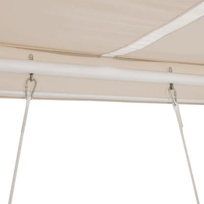 Schaukelliege Kassandra in Weiss Beige Sonnendach und Vorhängen