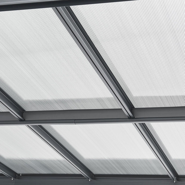 Abri de voiture à toit plat 5 x 3 m en gris foncé