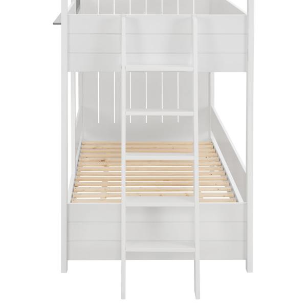 Lit mezzanine enfant maison de rêve 90 x 200 cm Lit enfant moderne avec toit, 2 lits et échelle