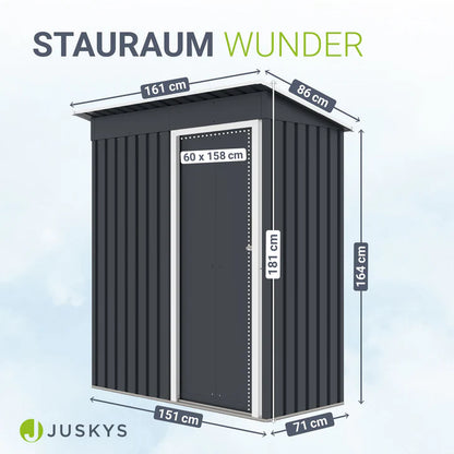 Geräteschuppen S anthrazit Gerätehaus aus Metall mit Pultdach