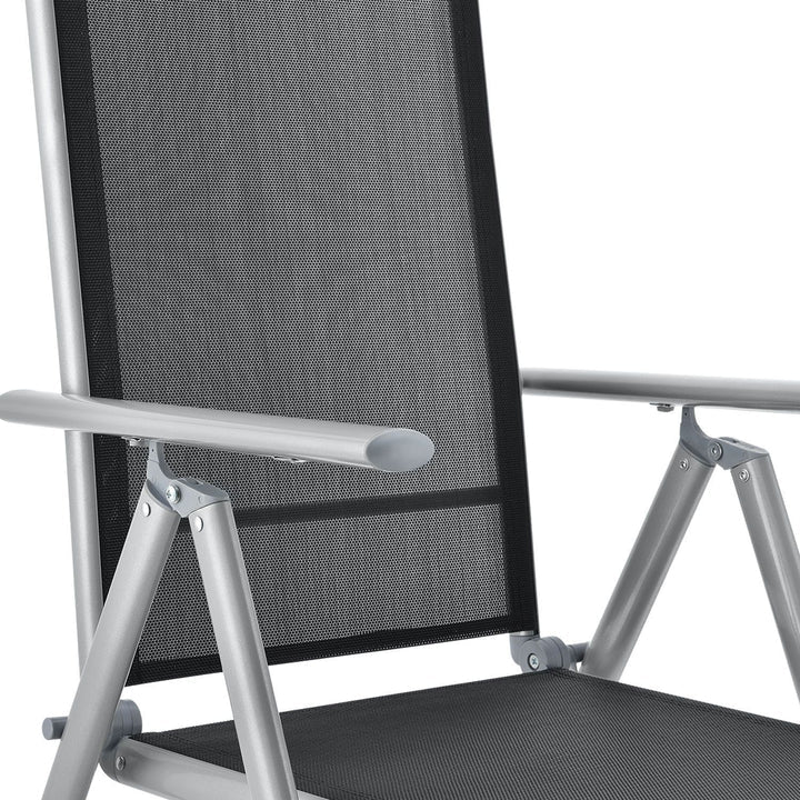 Salon de jardin en aluminium Milano 7 pièces avec table et 6 chaises gris argenté