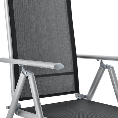 Salon de jardin en aluminium Milano 7 pièces avec table et 6 chaises gris argenté