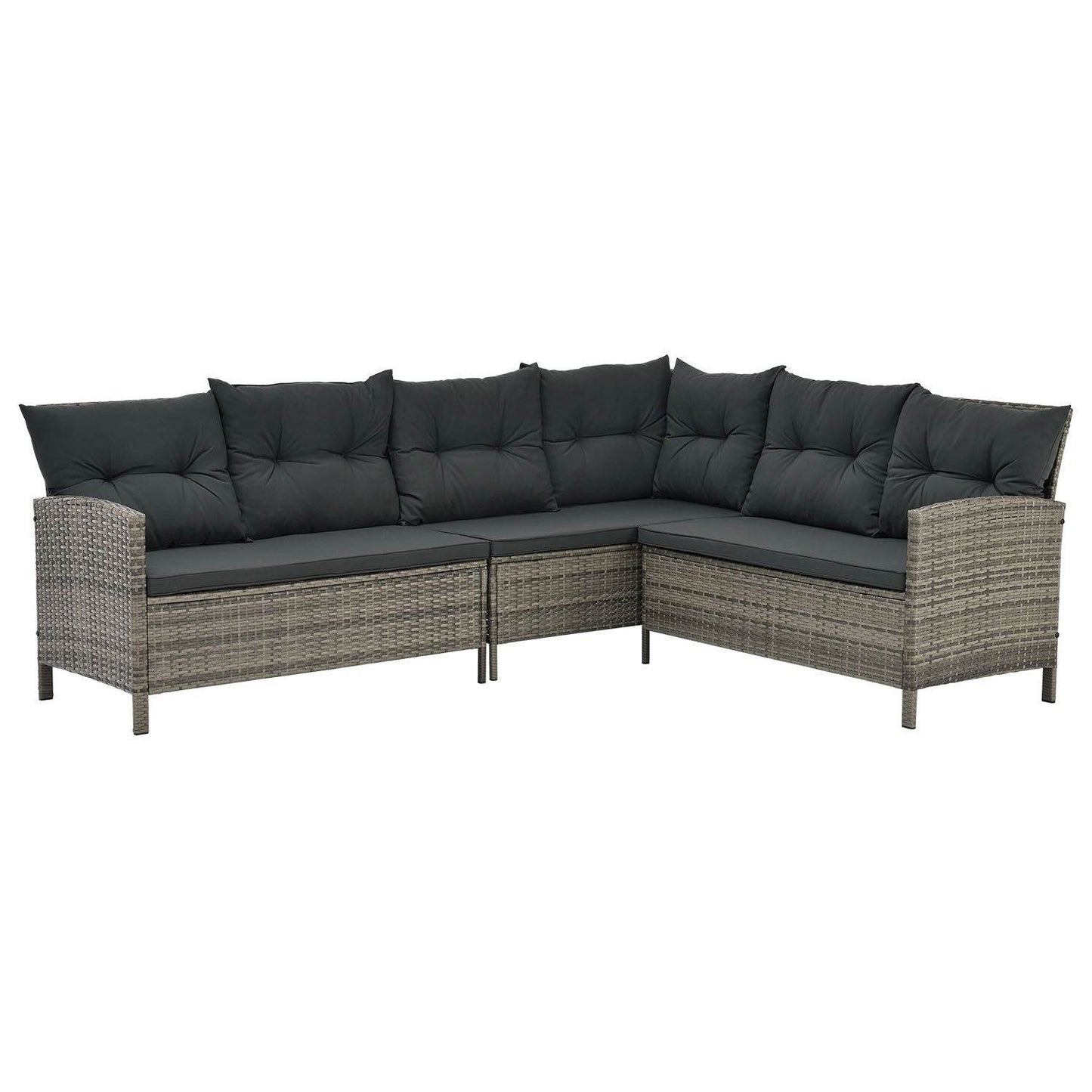 Polyrattan Lounge Manacor Gartenmöbel-Set Grau-meliert/Grau - Palo24