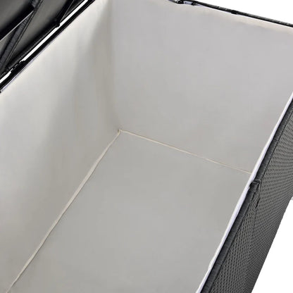 Boîte de rangement en polyrotin Ikaria noir avec couvercle 950 litres