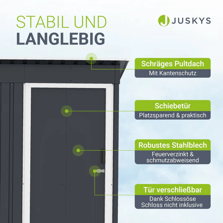 Geräteschuppen S anthrazit Gerätehaus aus Metall mit Pultdach