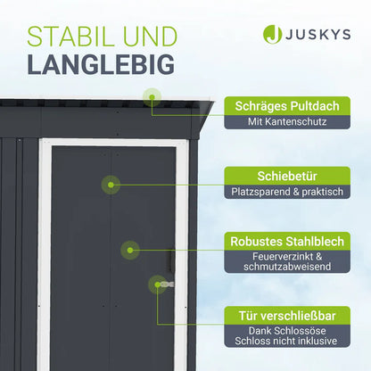 Geräteschuppen S anthrazit Gerätehaus aus Metall mit Pultdach
