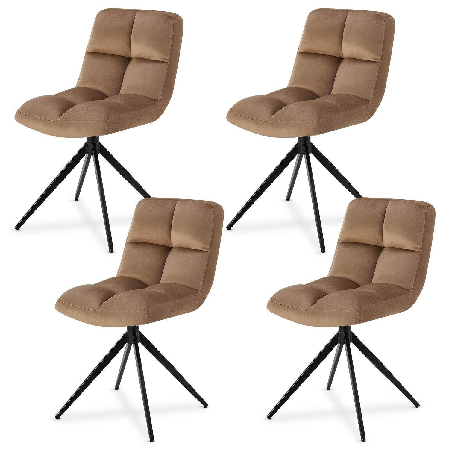 Drehstuhl Dallas 4er Set Samt Hellbraun - Palo24