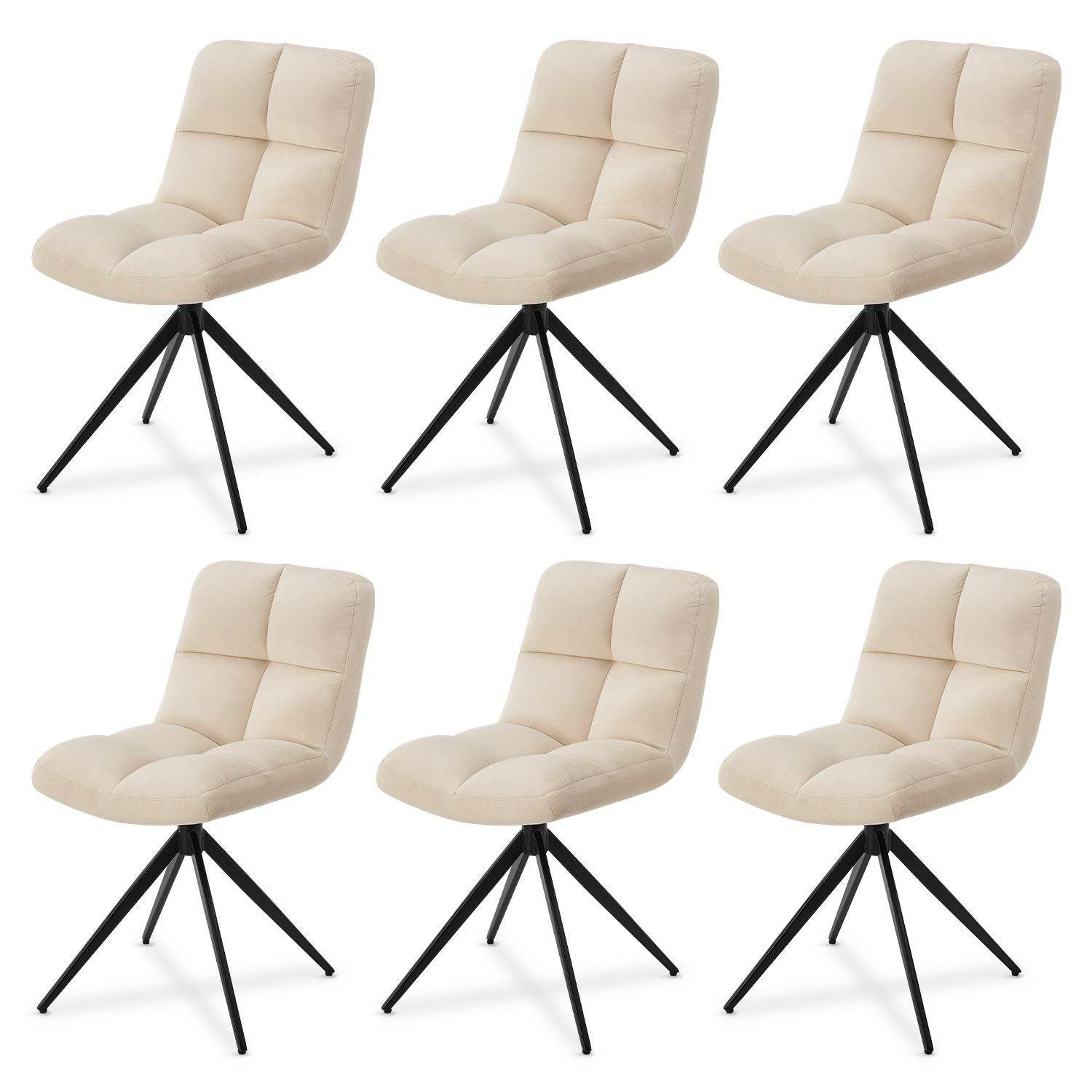 Drehstuhl Dallas 6er Set Samt Beige - Palo24