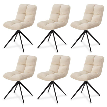Drehstuhl Dallas 6er Set Samt Beige - Palo24