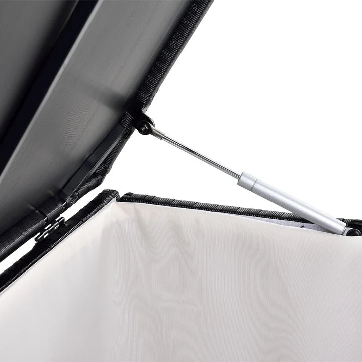 Boîte de rangement en polyrotin Ikaria noir avec couvercle 950 litres