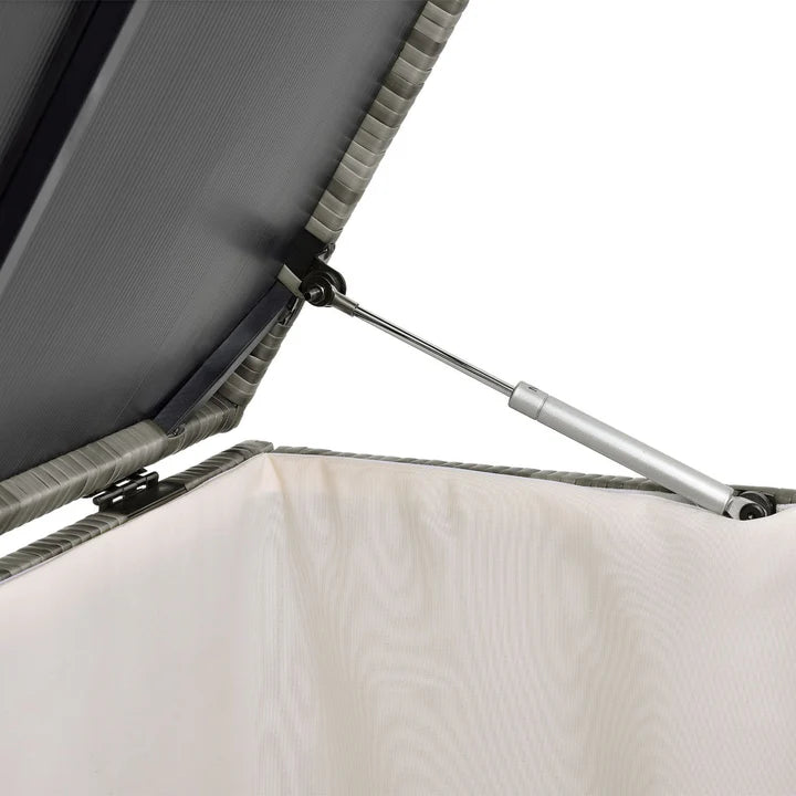 Boîte de rangement en polyrotin Ikaria gris avec couvercle 950 litres