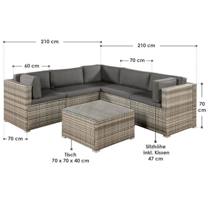 Salon en polyrotin Nassau beige-gris avec revêtements gris foncé