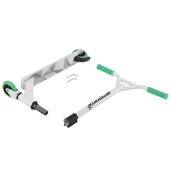 Monopattino Stunt Scooter Futuristico Bianco Verde Monopattino Stunt con Sterzo a 360°