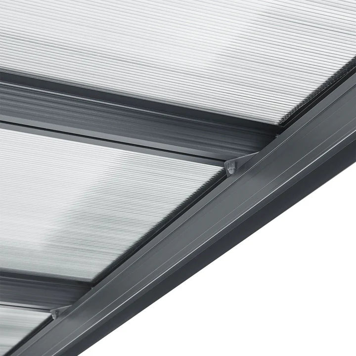 Abri de voiture à toit plat 5 x 3 m en gris foncé