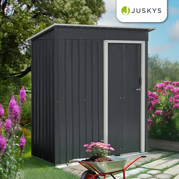 Geräteschuppen S anthrazit Gerätehaus aus Metall mit Pultdach