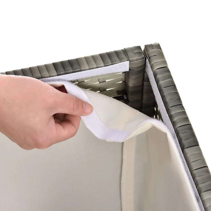 Boîte de rangement en polyrotin Ikaria gris avec couvercle 950 litres