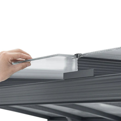 Abri de voiture avec toit voûté, place de parking 5 x 3 m en gris foncé