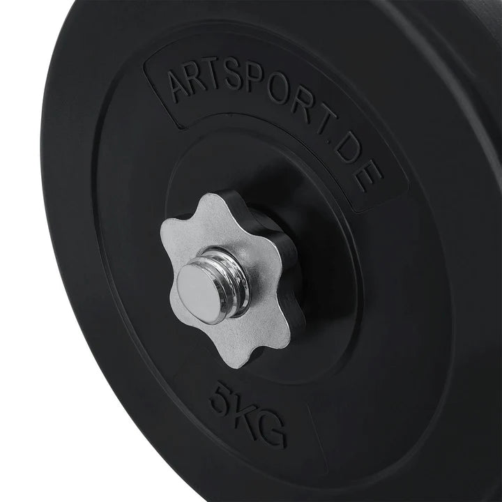 Ensemble d'haltères 3 en 1 (haltère, haltère long et haltère curl) avec un total de plaques de poids de 60 kg