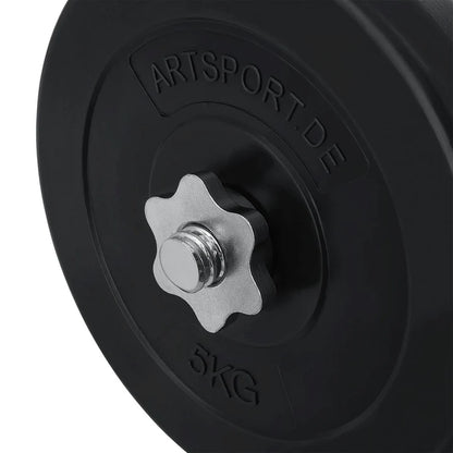 Ensemble d'haltères 3 en 1 (haltère, haltère long et haltère curl) avec un total de plaques de poids de 60 kg